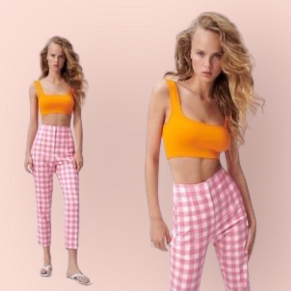 Zara Pink Gingham Trousers